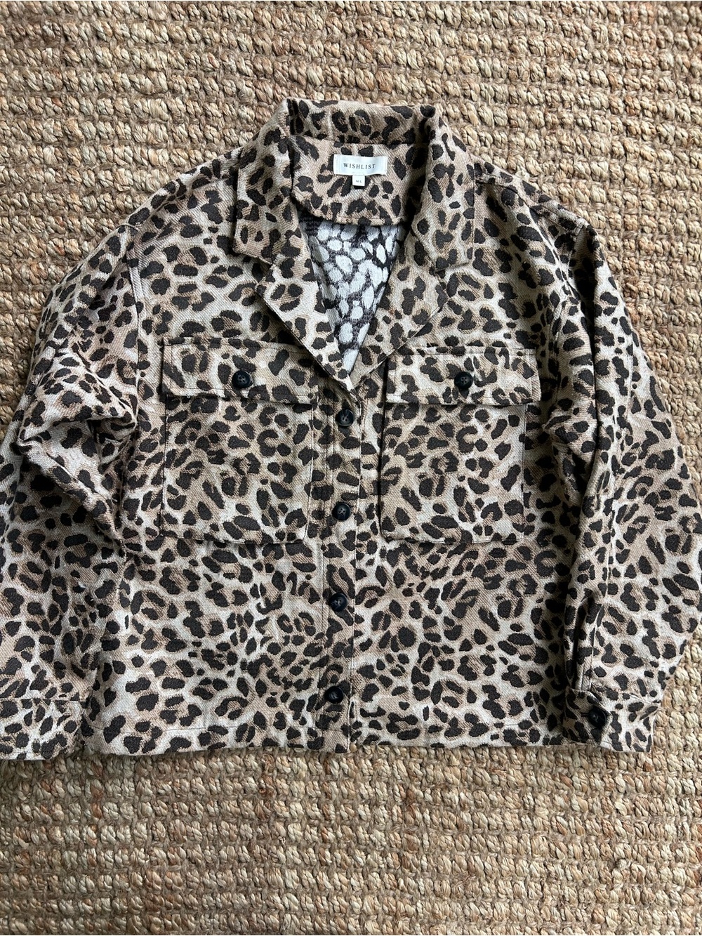 Wishlist Leopard Print Teddy Jacket in Tan and brown